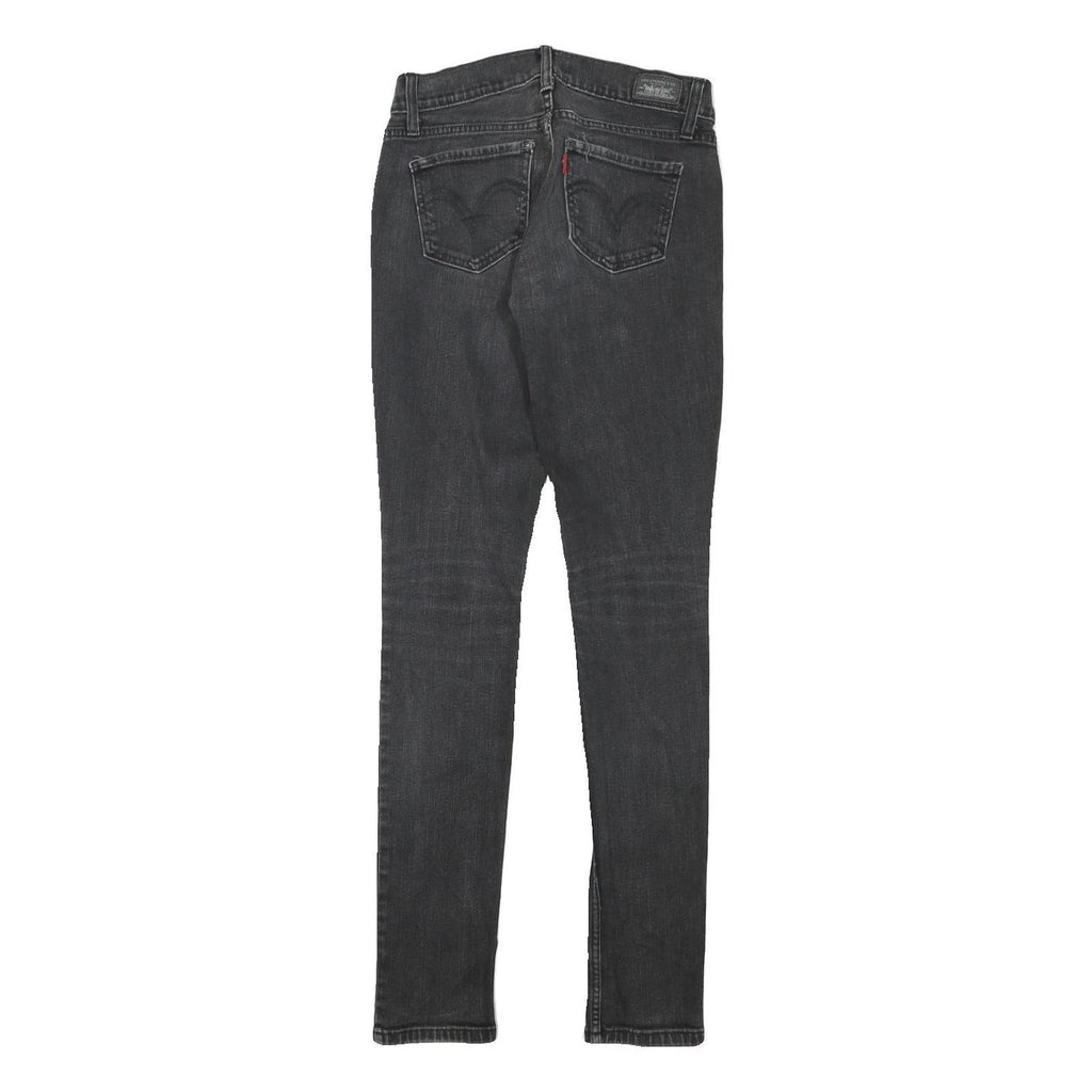 LEVI'S 524 Womens Jeans Black Slim Skinny Denim Medium W26 L30 Stretch Zip