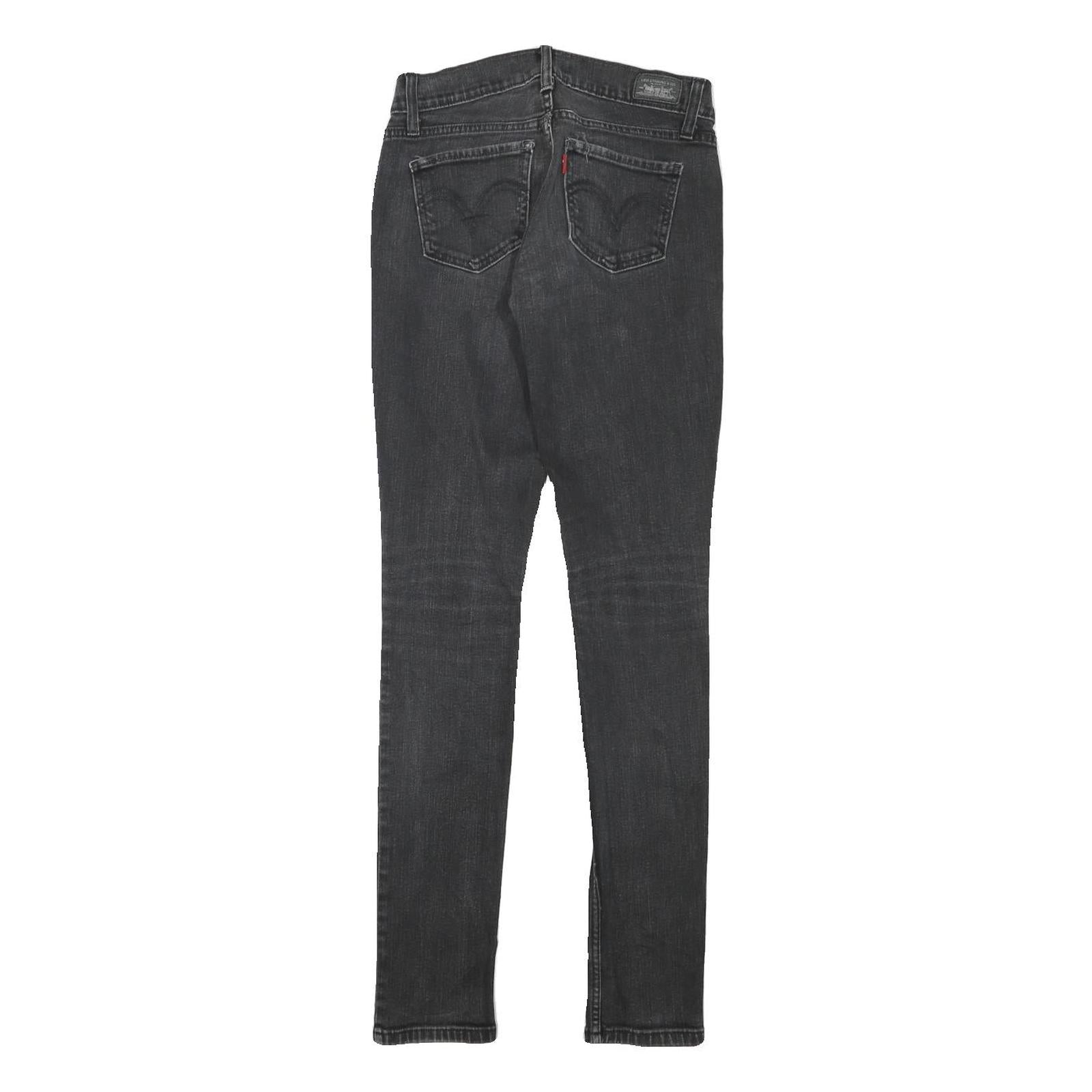 LEVI'S 524 Womens Jeans Black Slim Skinny Denim Medium W26 L30 Stretch Zip