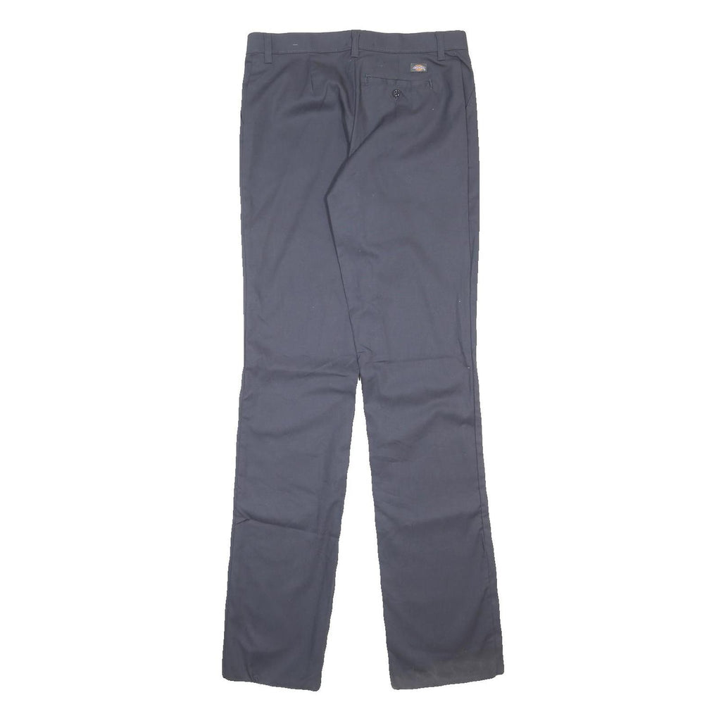 DICKIES Womens Regular Navy Plain Cotton Blend Trousers W32 L37 Workwear Zip