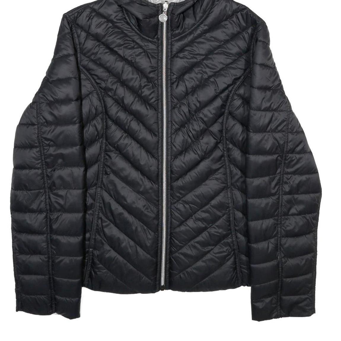 NAUTICA Womens Black & Grey Reversible Quilted Jacket XL Nylon Zip Hooded