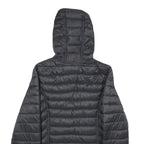 NAUTICA Womens Black & Grey Reversible Quilted Jacket XL Nylon Zip Hooded