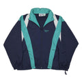 REEBOK Mens Navy & Teal Blue Zip Nylon Jacket L Retro Vintage Sportswear