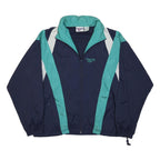 REEBOK Mens Navy & Teal Blue Zip Nylon Jacket L Retro Vintage Sportswear