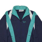 REEBOK Mens Navy & Teal Blue Zip Nylon Jacket L Retro Vintage Sportswear