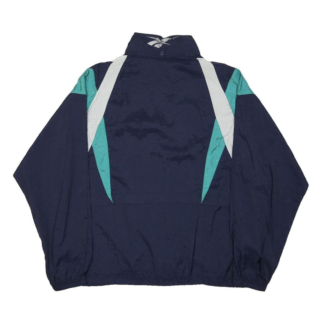 REEBOK Mens Navy & Teal Blue Zip Nylon Jacket L Retro Vintage Sportswear