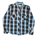 OP Mens Blue & Black Checked Shirt L Cotton Blend Casual Long Sleeve
