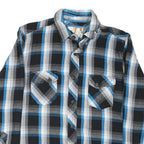 OP Mens Blue & Black Checked Shirt L Cotton Blend Casual Long Sleeve