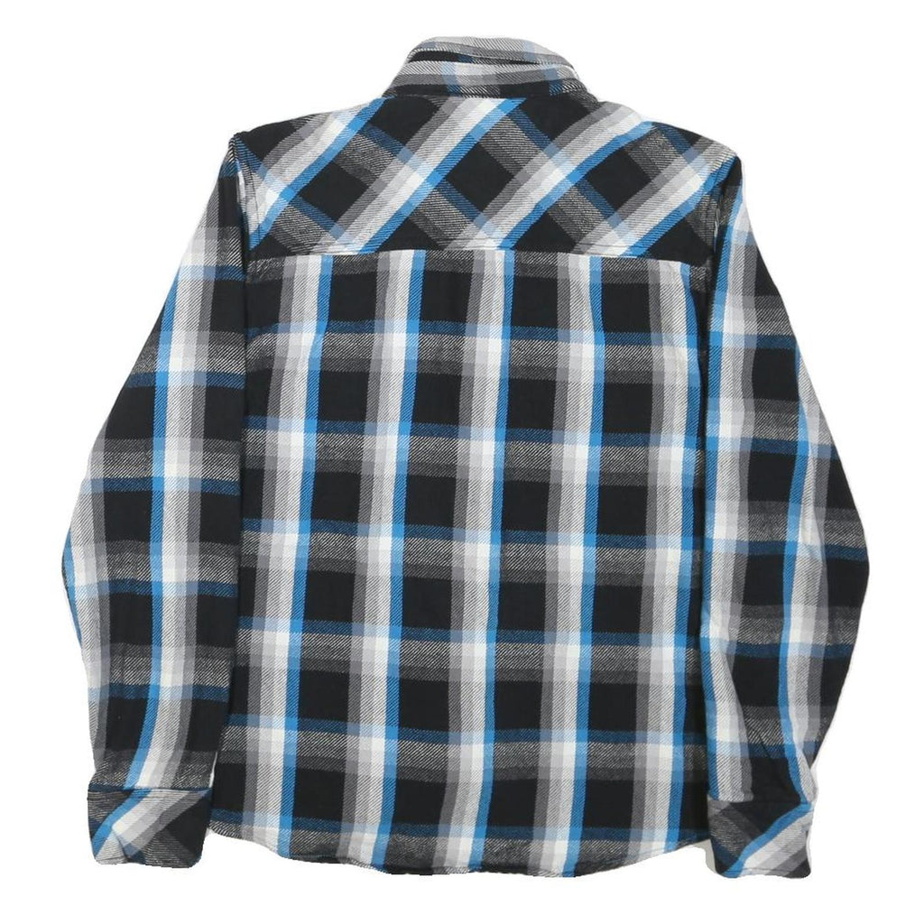 OP Mens Blue & Black Checked Shirt L Cotton Blend Casual Long Sleeve