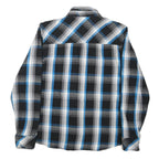 OP Mens Blue & Black Checked Shirt L Cotton Blend Casual Long Sleeve