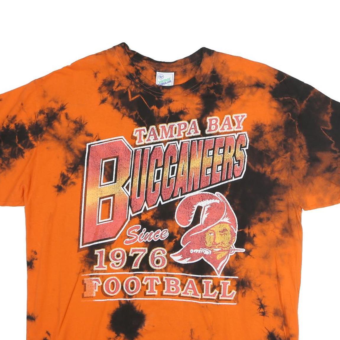 VINTAGE TURBLAR Mens Orange & Black Tie Dye Tampa Bay Buccaneers Football