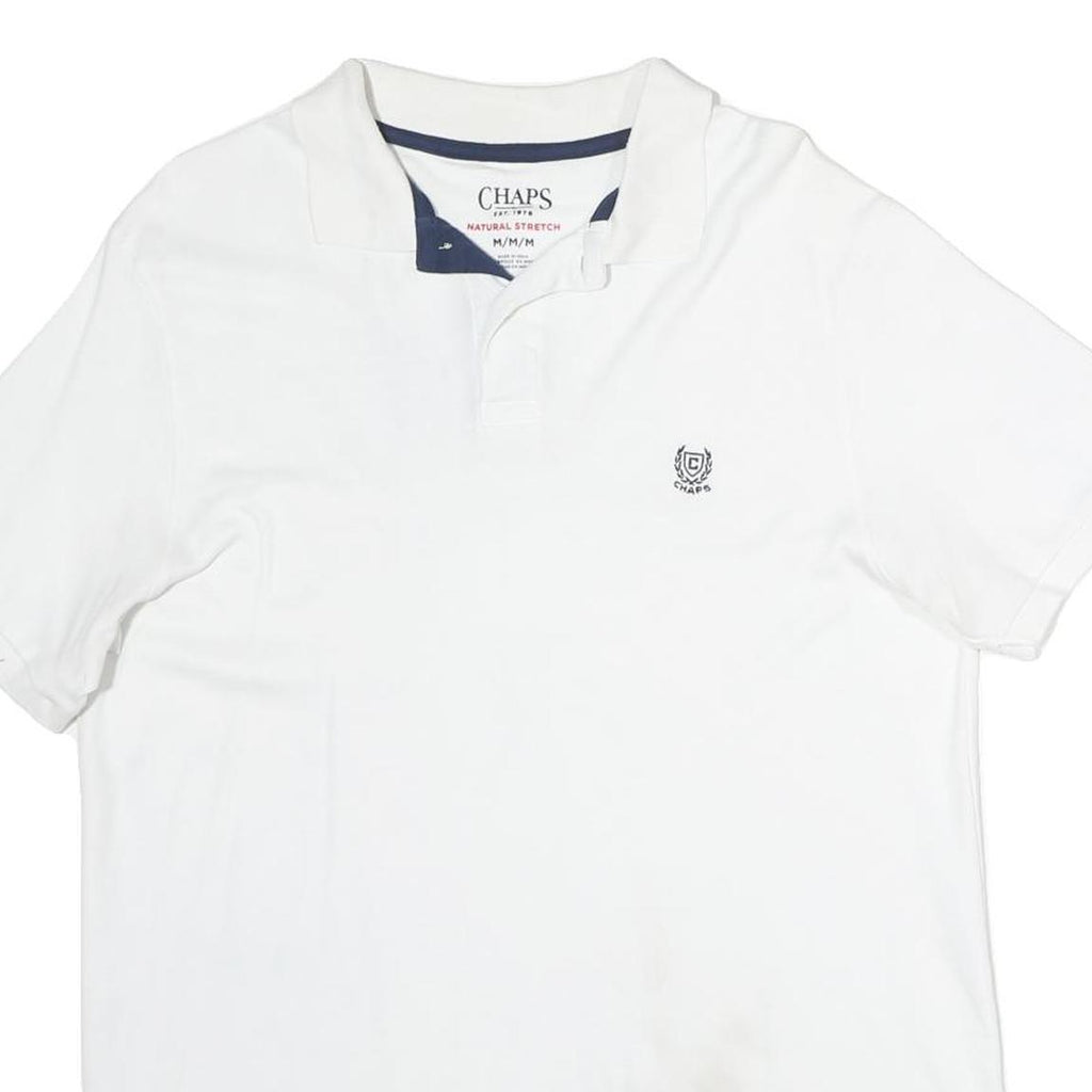 CHAPS Mens White Short Sleeve Plain Polo Shirt M Classic Cotton Casual
