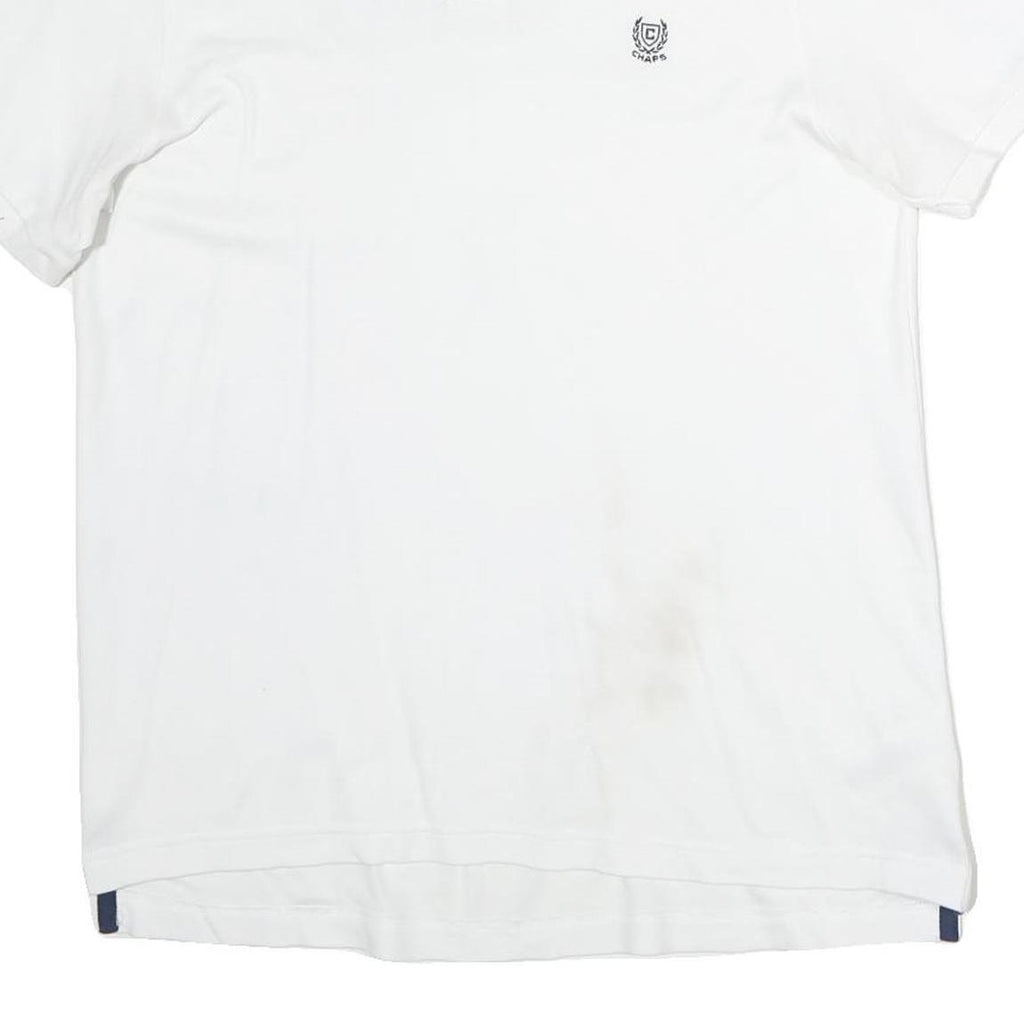 CHAPS Mens White Short Sleeve Plain Polo Shirt M Classic Cotton Casual