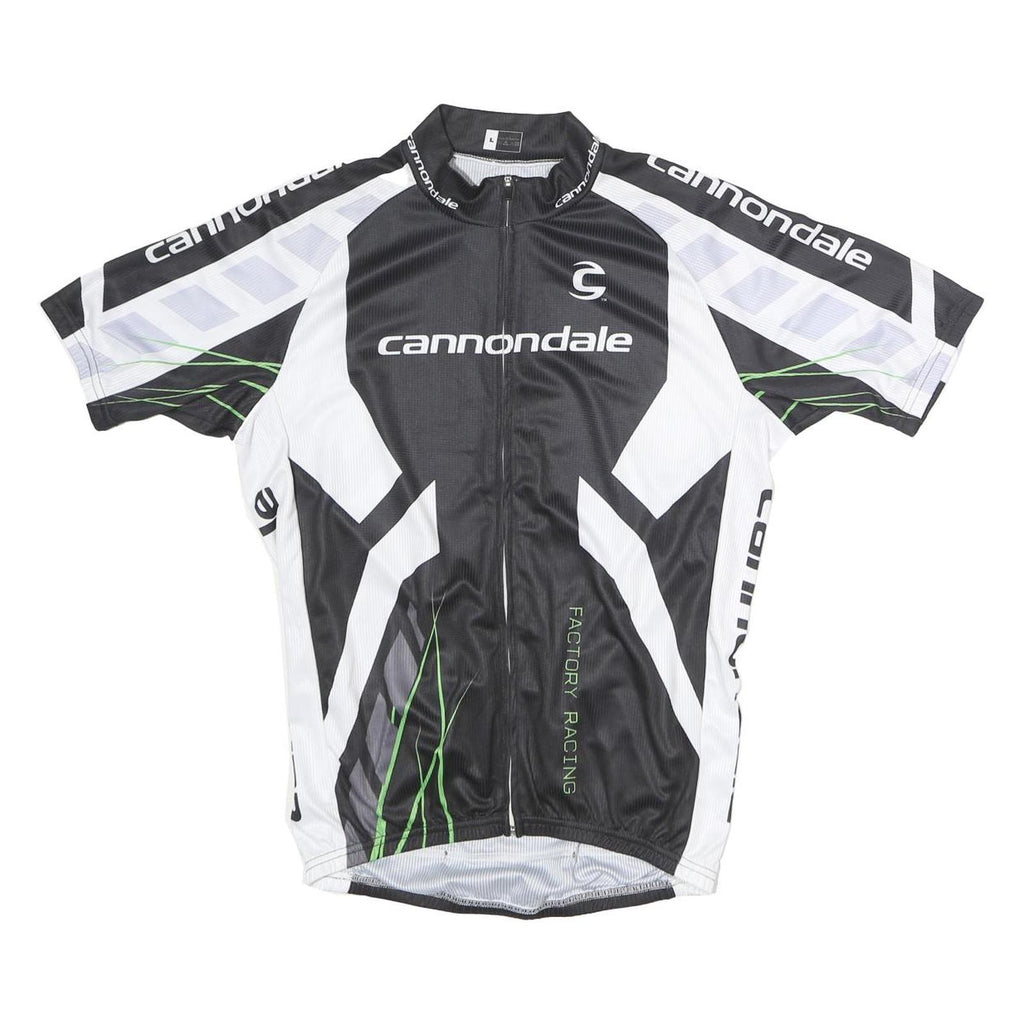 CANNONDALE Mens Black & White Factory Racing Cycling Jersey L Short Sleeve Full