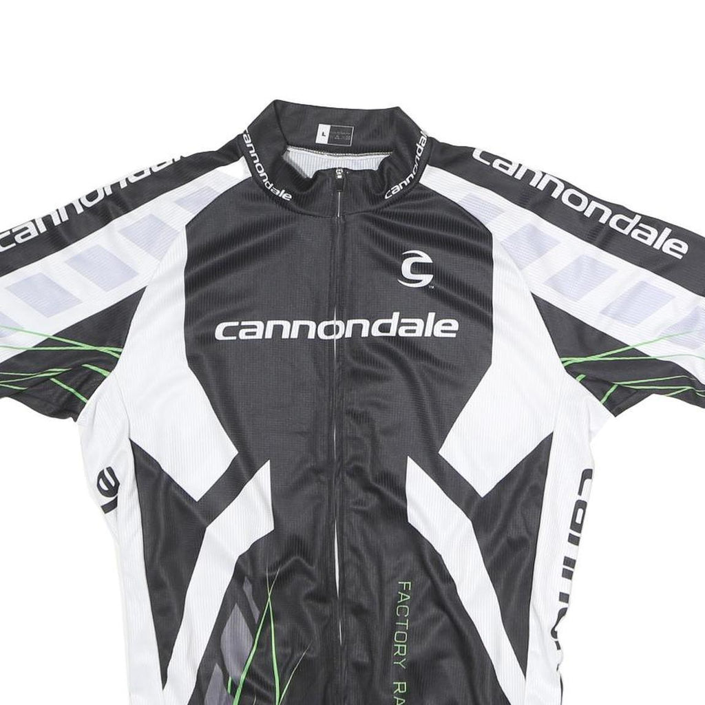 CANNONDALE Mens Black & White Factory Racing Cycling Jersey L Short Sleeve Full