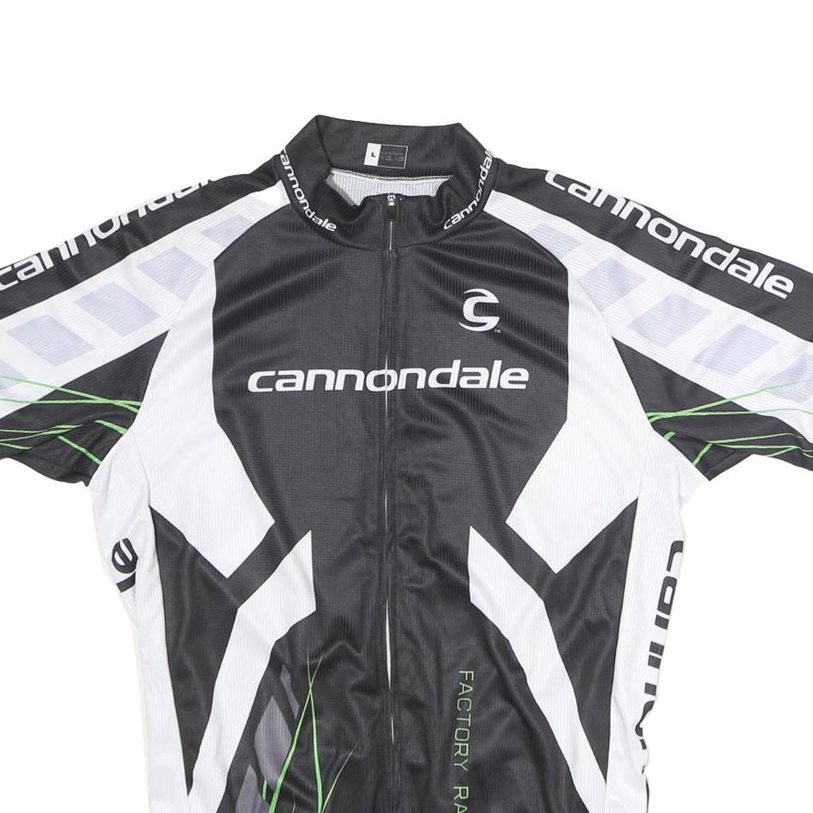 CANNONDALE Mens Black & White Factory Racing Cycling Jersey L Short Sleeve Full