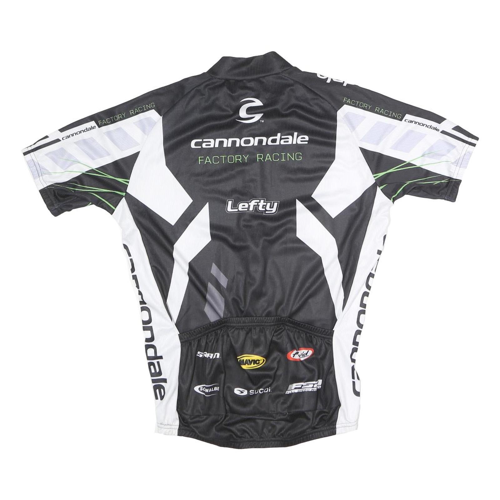 CANNONDALE Mens Black & White Factory Racing Cycling Jersey L Short Sleeve Full