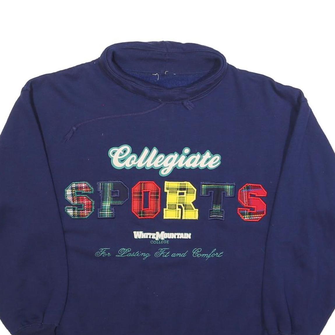 Womens Navy Collegiate Sports Cotton Blend Crew Neck Sweatshirt L Casual