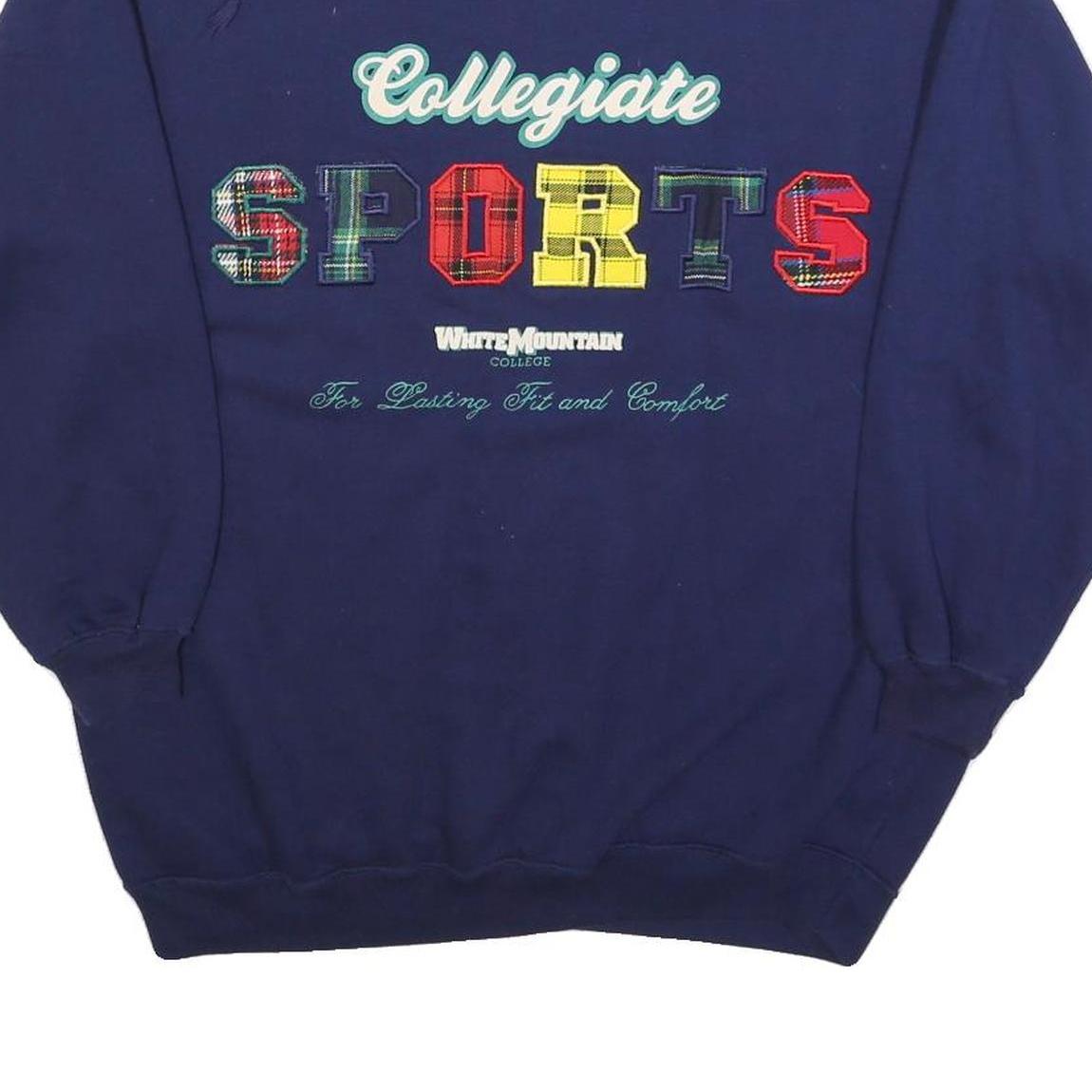 Womens Navy Collegiate Sports Cotton Blend Crew Neck Sweatshirt L Casual