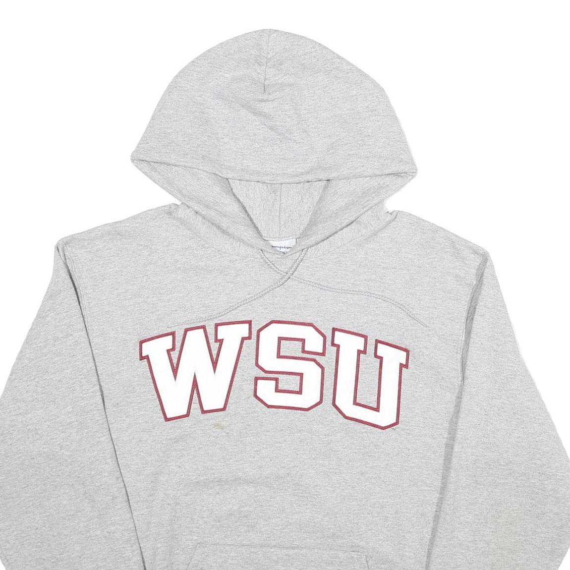 CHAMPION Mens Grey WSU Pullover Hoodie M Casual Cotton Blend Sweatshirt