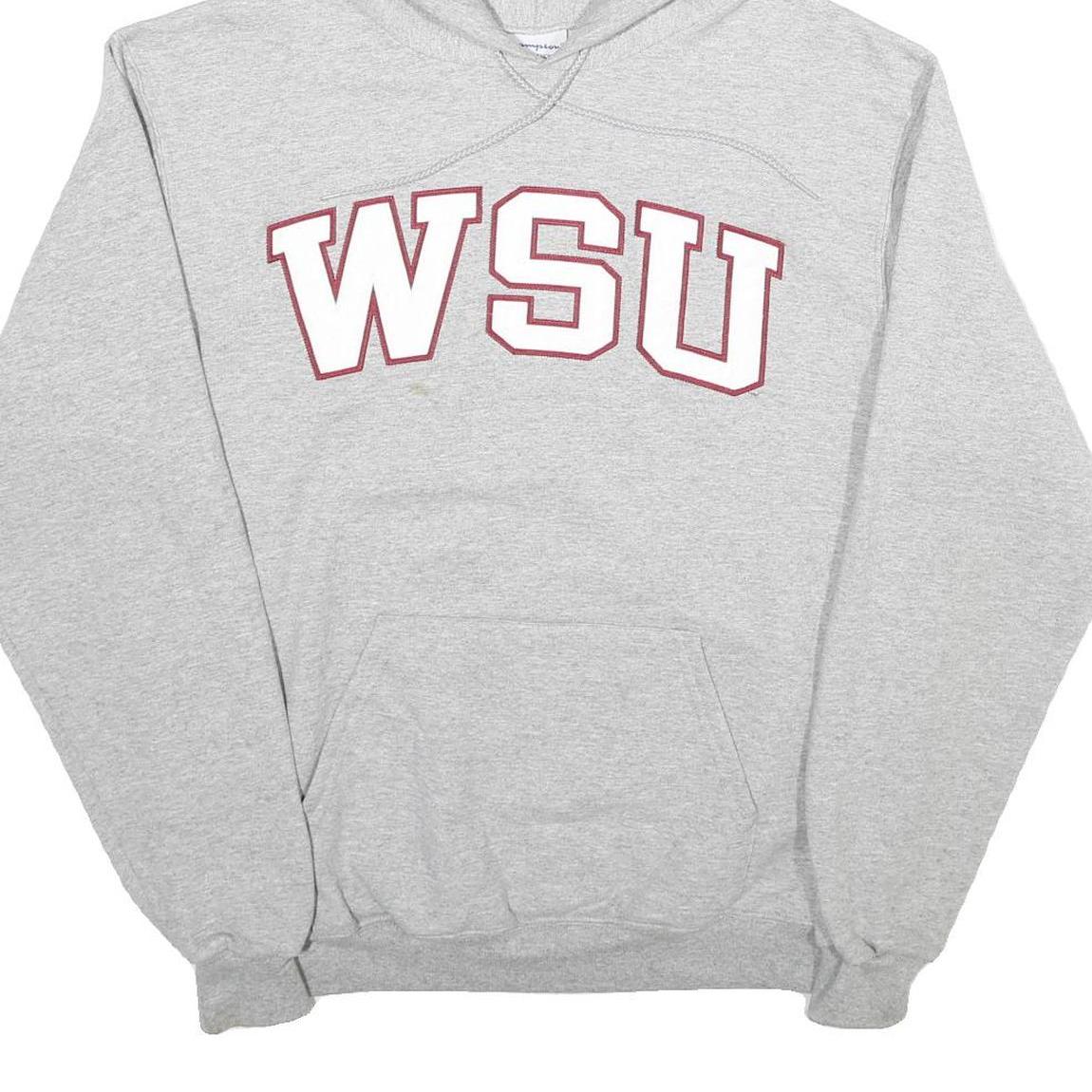 CHAMPION Mens Grey WSU Pullover Hoodie M Casual Cotton Blend Sweatshirt