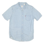 LEVI'S Mens Blue Denim Shirt S Cotton Blend Casual Light Wash Summer Wear