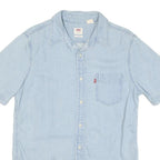 LEVI'S Mens Blue Denim Shirt S Cotton Blend Casual Light Wash Summer Wear