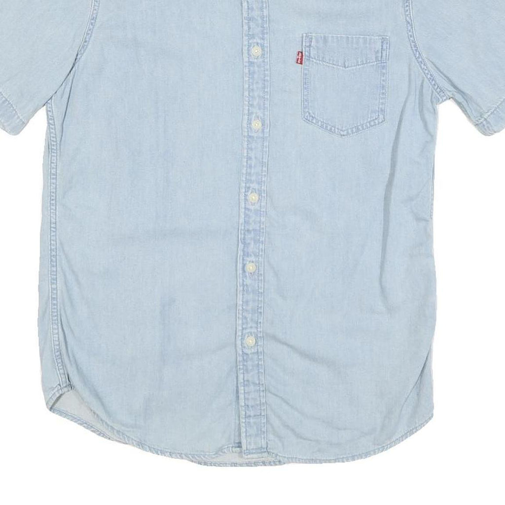 LEVI'S Mens Blue Denim Shirt S Cotton Blend Casual Light Wash Summer Wear