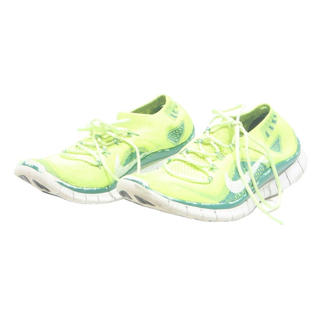 NIKE Free RN Flyknit Womens Lightweight Trainers Yellow Green UK 6 Breathable