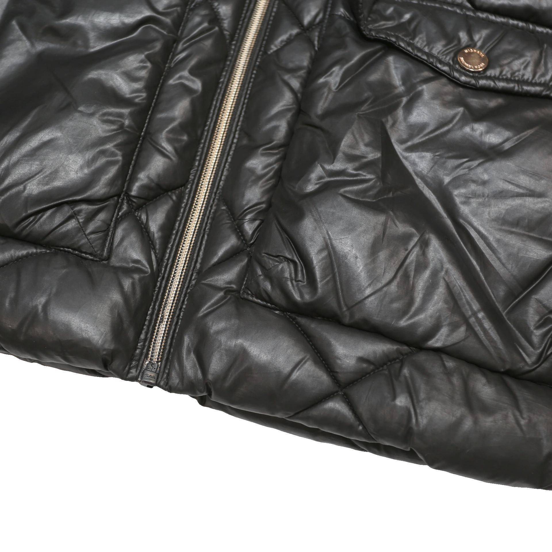 MICHAEL KORS Girls Black Quilted Jacket 11-12Y Polyester Blend Zip Hooded
