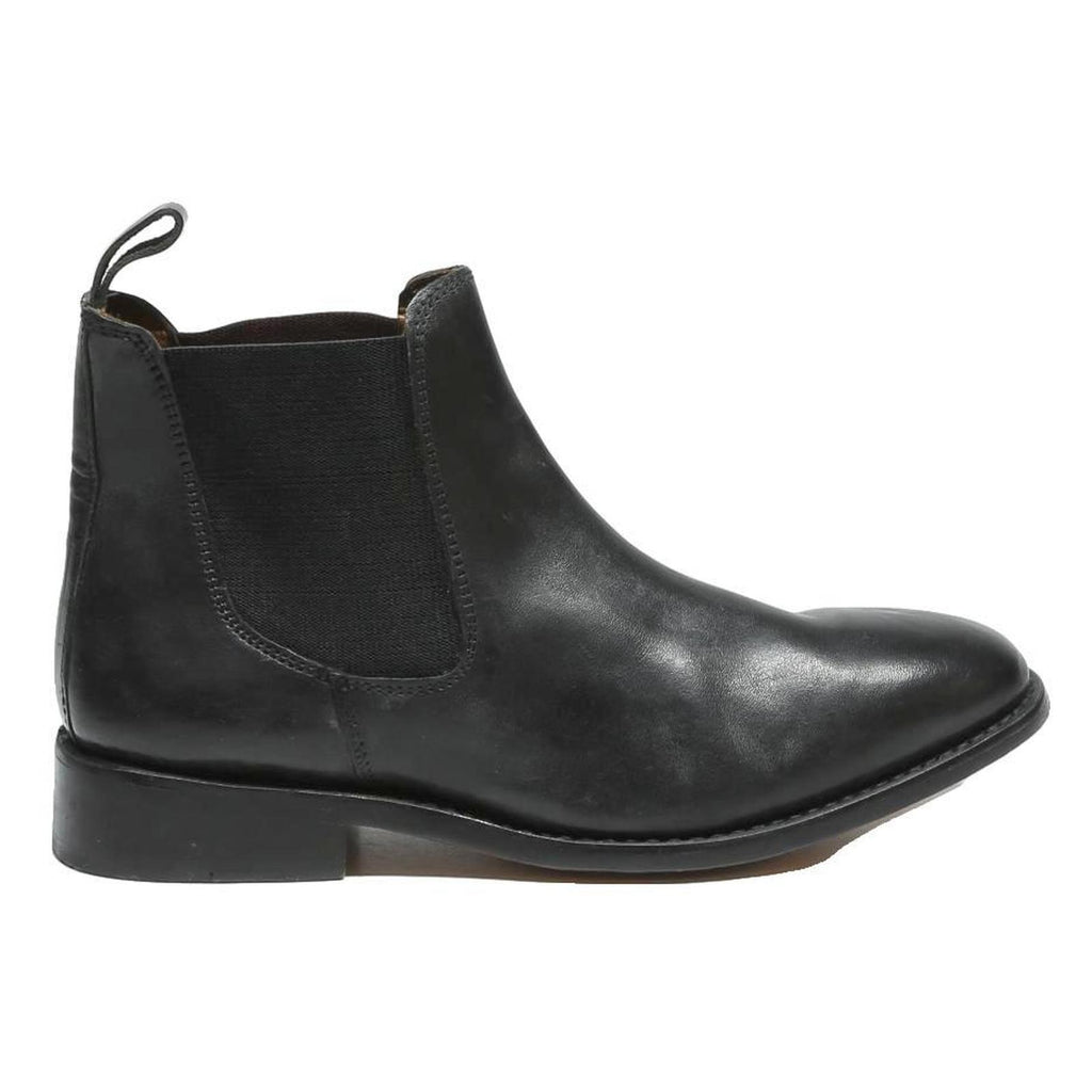 Womens Black Leather Chelsea Boots UK 7 Slip On Elastic Panel Classic Design