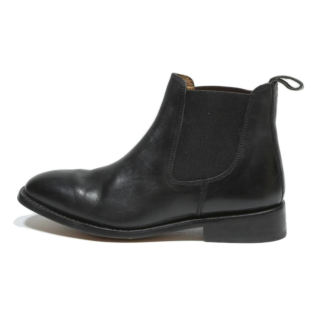 Womens Black Leather Chelsea Boots UK 7 Slip On Elastic Panel Classic Design