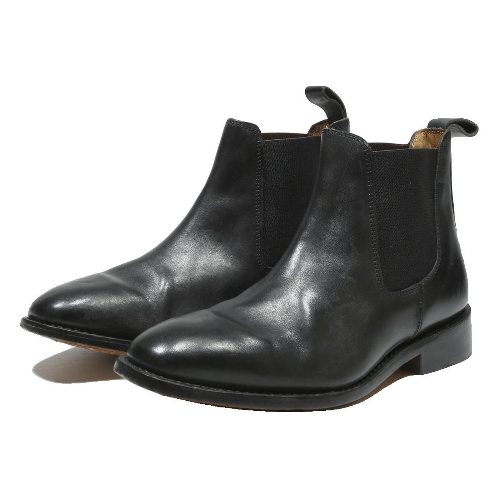 Womens Black Leather Chelsea Boots UK 7 Slip On Elastic Panel Classic Design