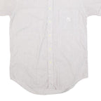 BURBERRY Mens White & Brown Stripe Shirt S Cotton Button-Down Short Sleeve