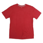 Mens Red Plain T-Shirt L Short Sleeve Crew Neck Cotton Casual Basic