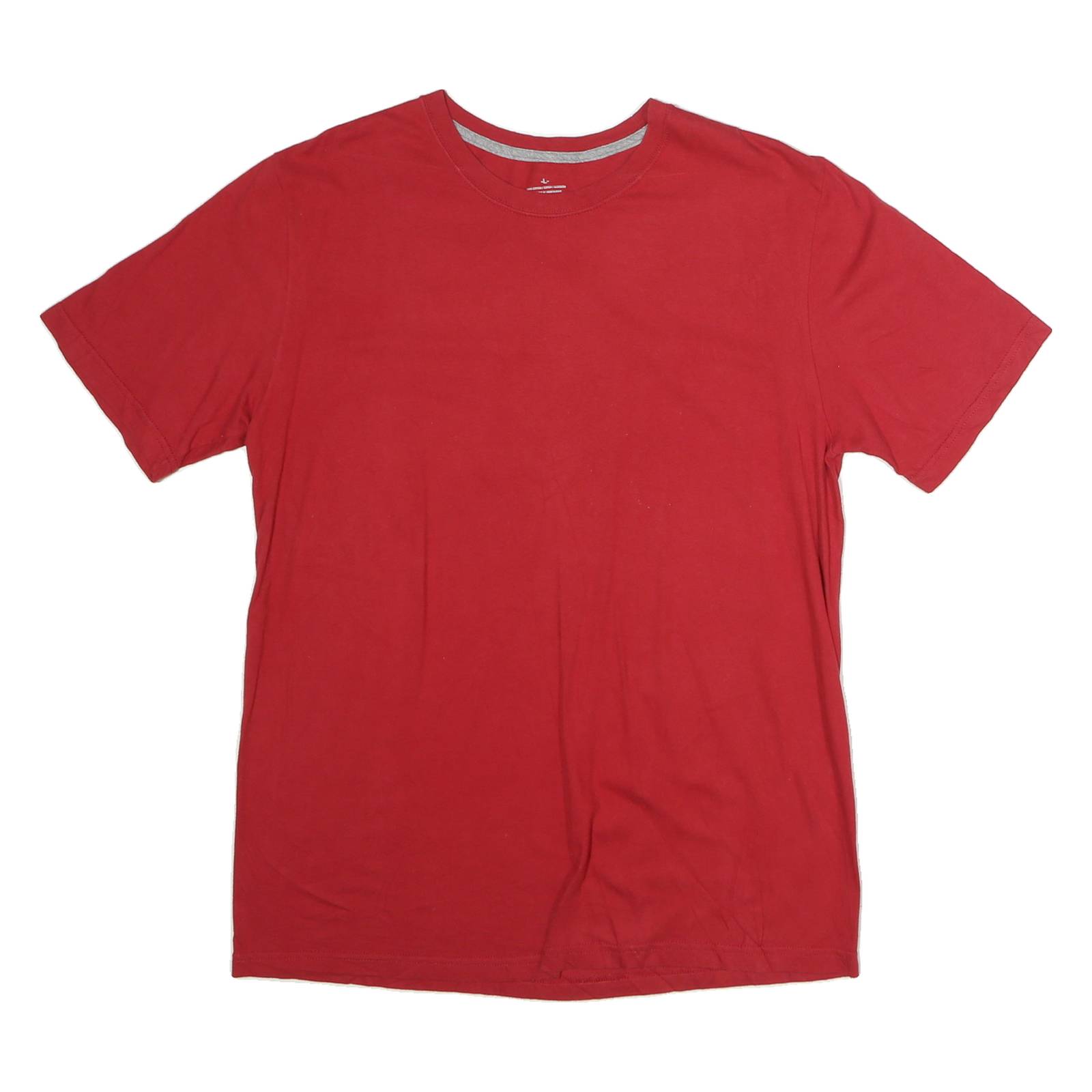 Mens Red Plain T-Shirt L Short Sleeve Crew Neck Cotton Casual Basic