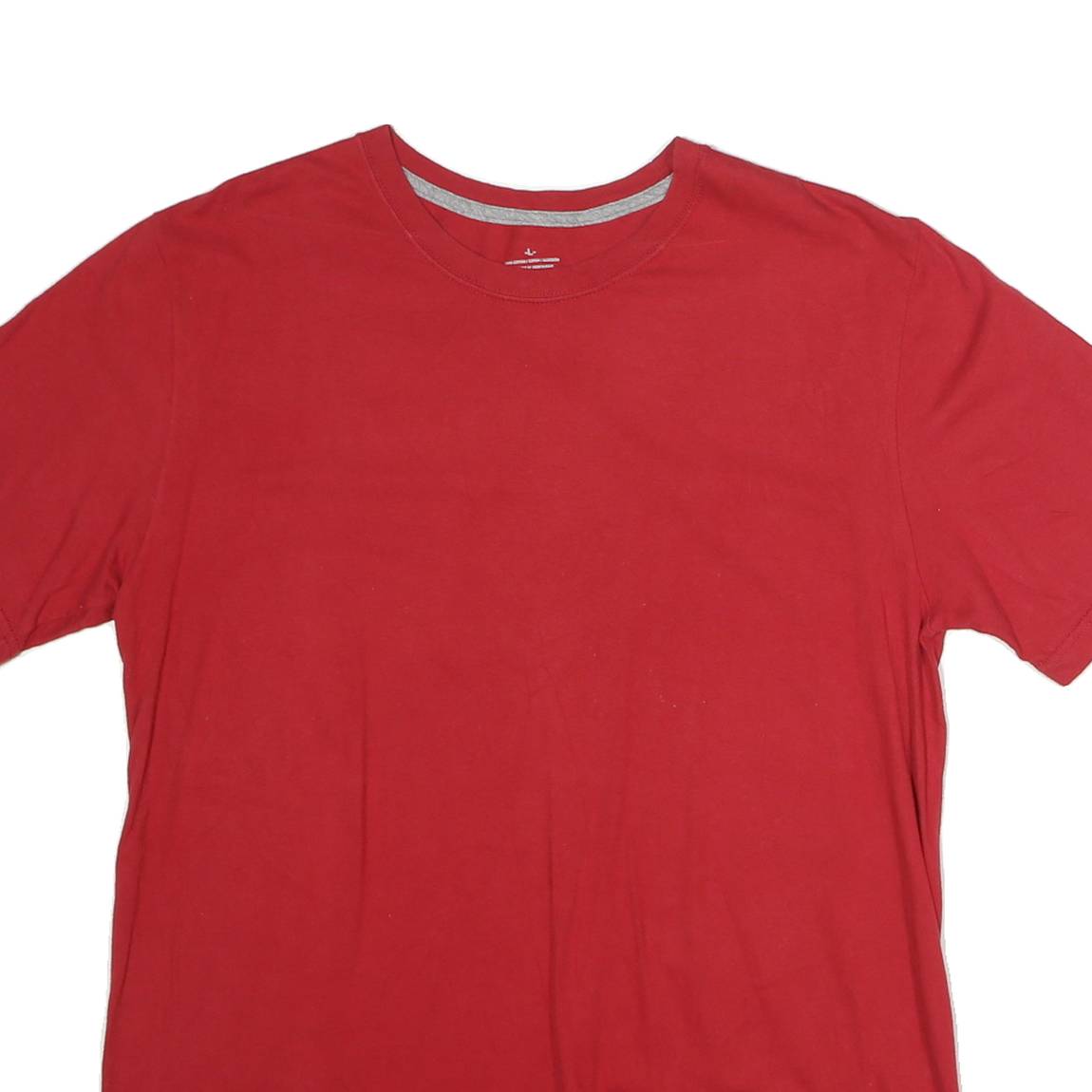 Mens Red Plain T-Shirt L Short Sleeve Crew Neck Cotton Casual Basic