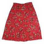 RADCLIFFE Womens Red Floral Midi Cotton Blend Swing Skirt L Elegant Comfort