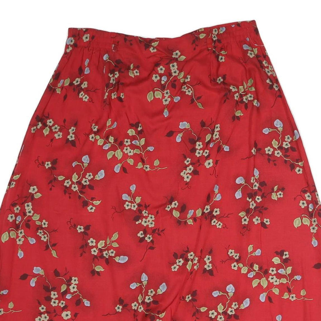RADCLIFFE Womens Red Floral Midi Cotton Blend Swing Skirt L Elegant Comfort