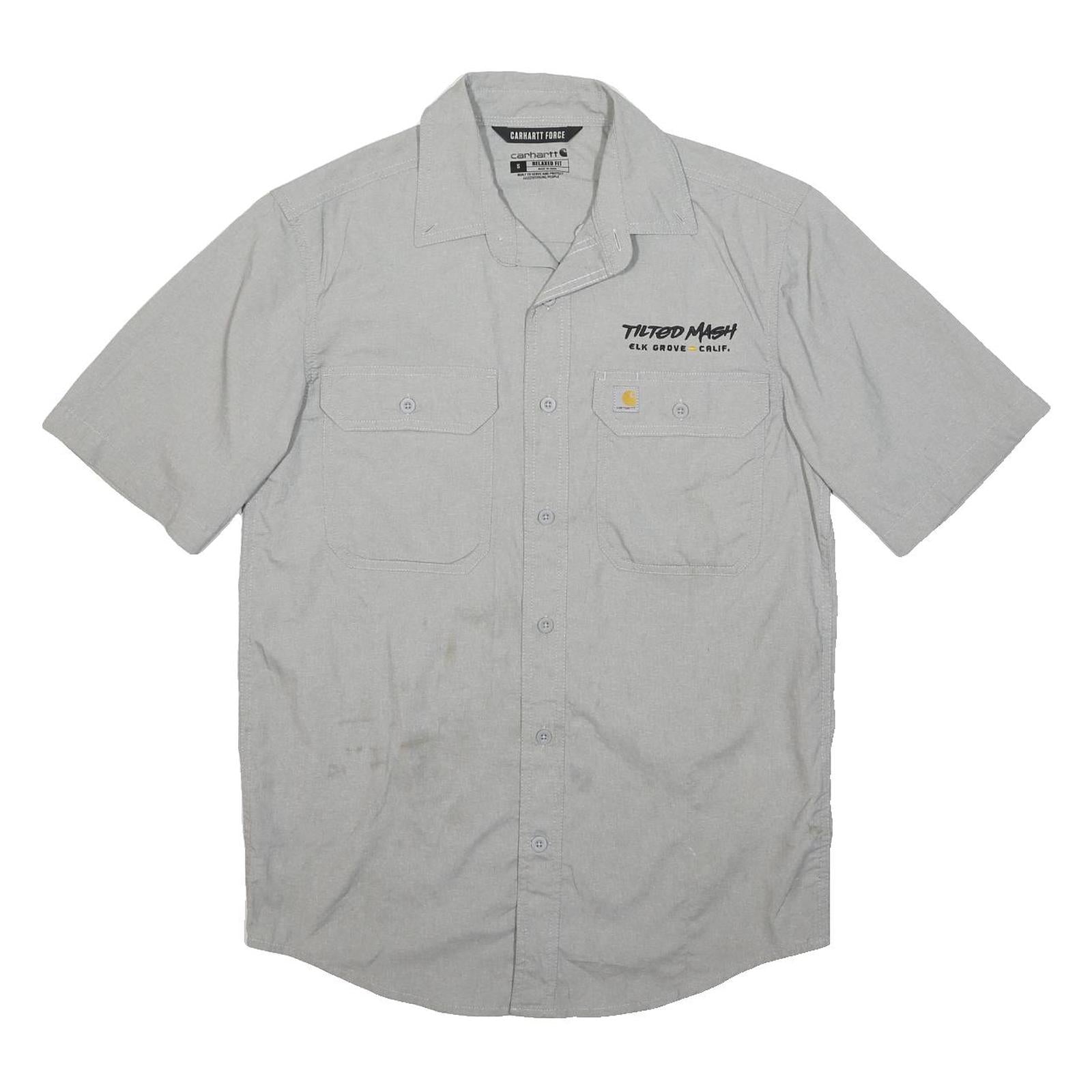 CARHARTT Mens Grey Workwear Shirt S Short Sleeve Button Pocket