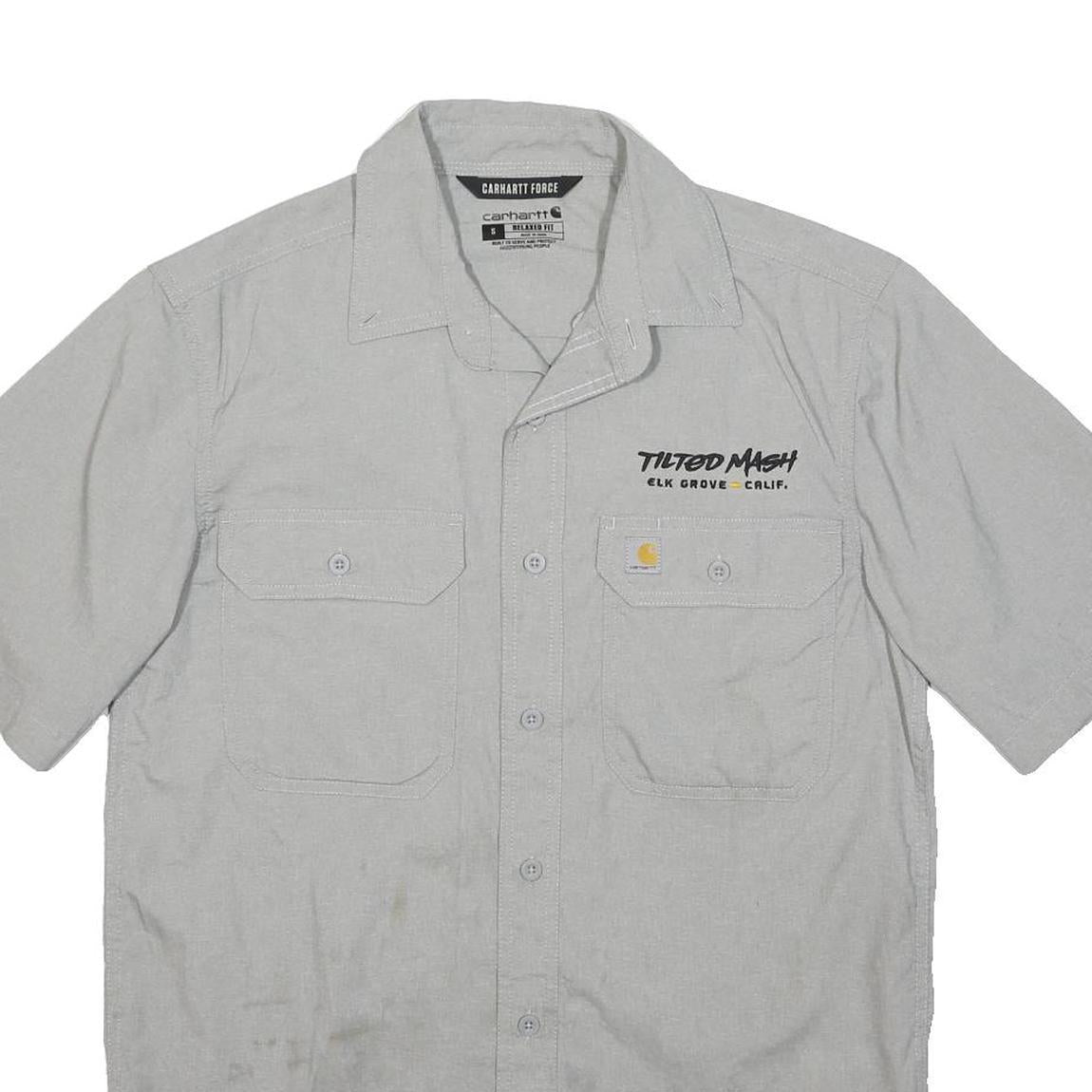 CARHARTT Mens Grey Workwear Shirt S Short Sleeve Button Pocket