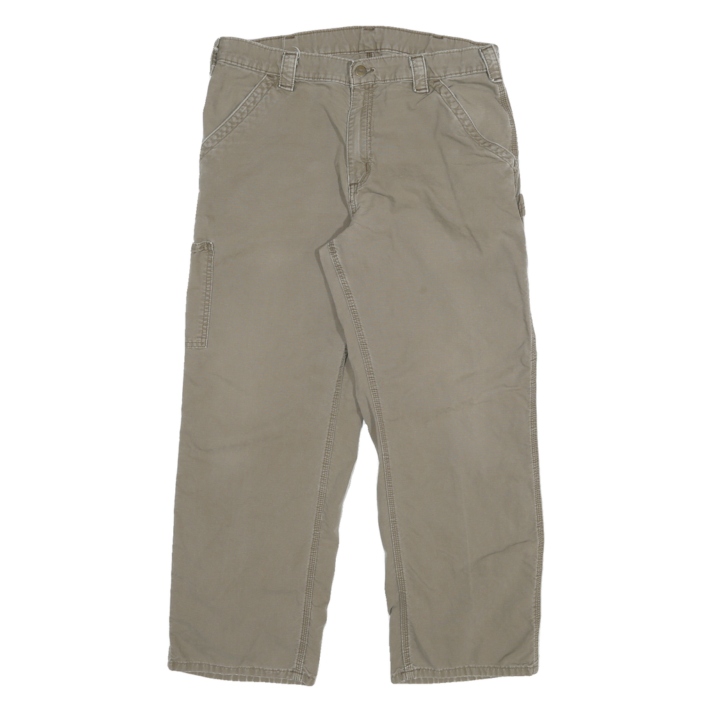 CARHARTT Mens Relaxed Jeans Beige Cotton Blend W32 L27 Workwear Durable Zip Fly