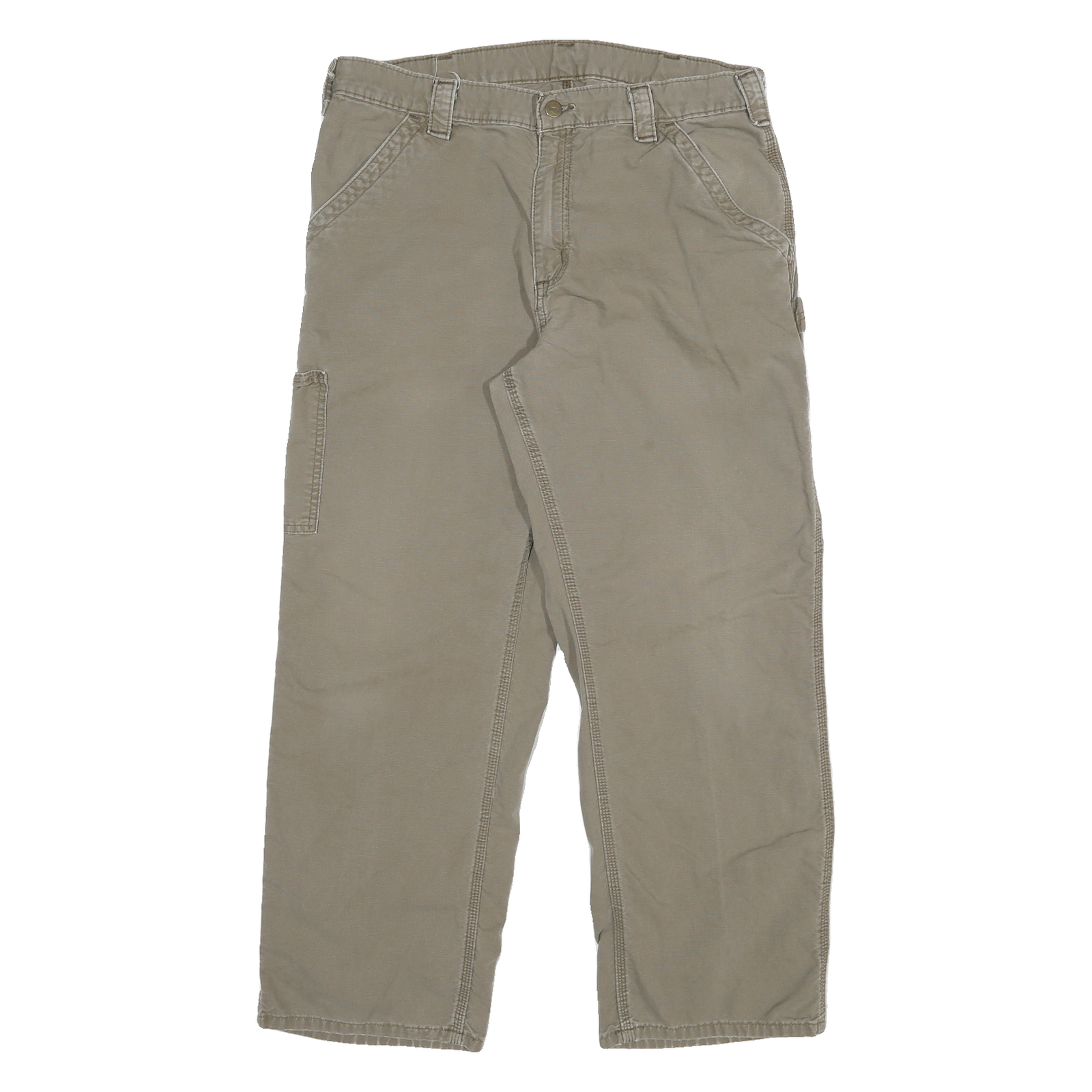 CARHARTT Mens Relaxed Jeans Beige Cotton Blend W32 L27 Workwear Durable Zip Fly