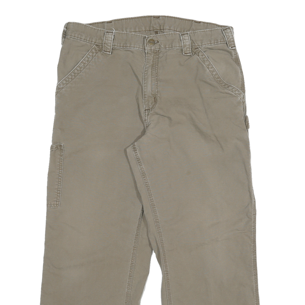 CARHARTT Mens Relaxed Jeans Beige Cotton Blend W32 L27 Workwear Durable Zip Fly