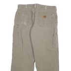 CARHARTT Mens Relaxed Jeans Beige Cotton Blend W32 L27 Workwear Durable Zip Fly