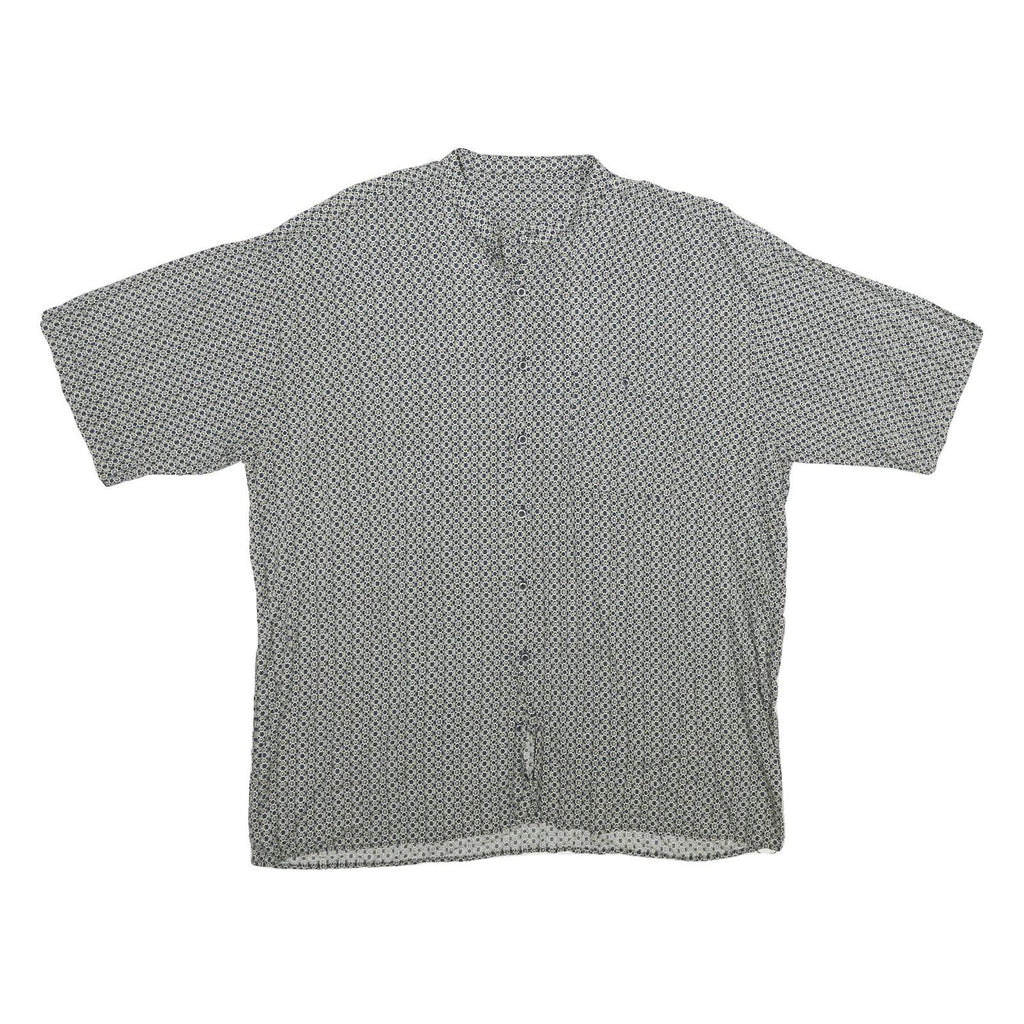 Mens Black & White Patterned Viscose Shirt 2XL Lightweight Button Up Summer Wear