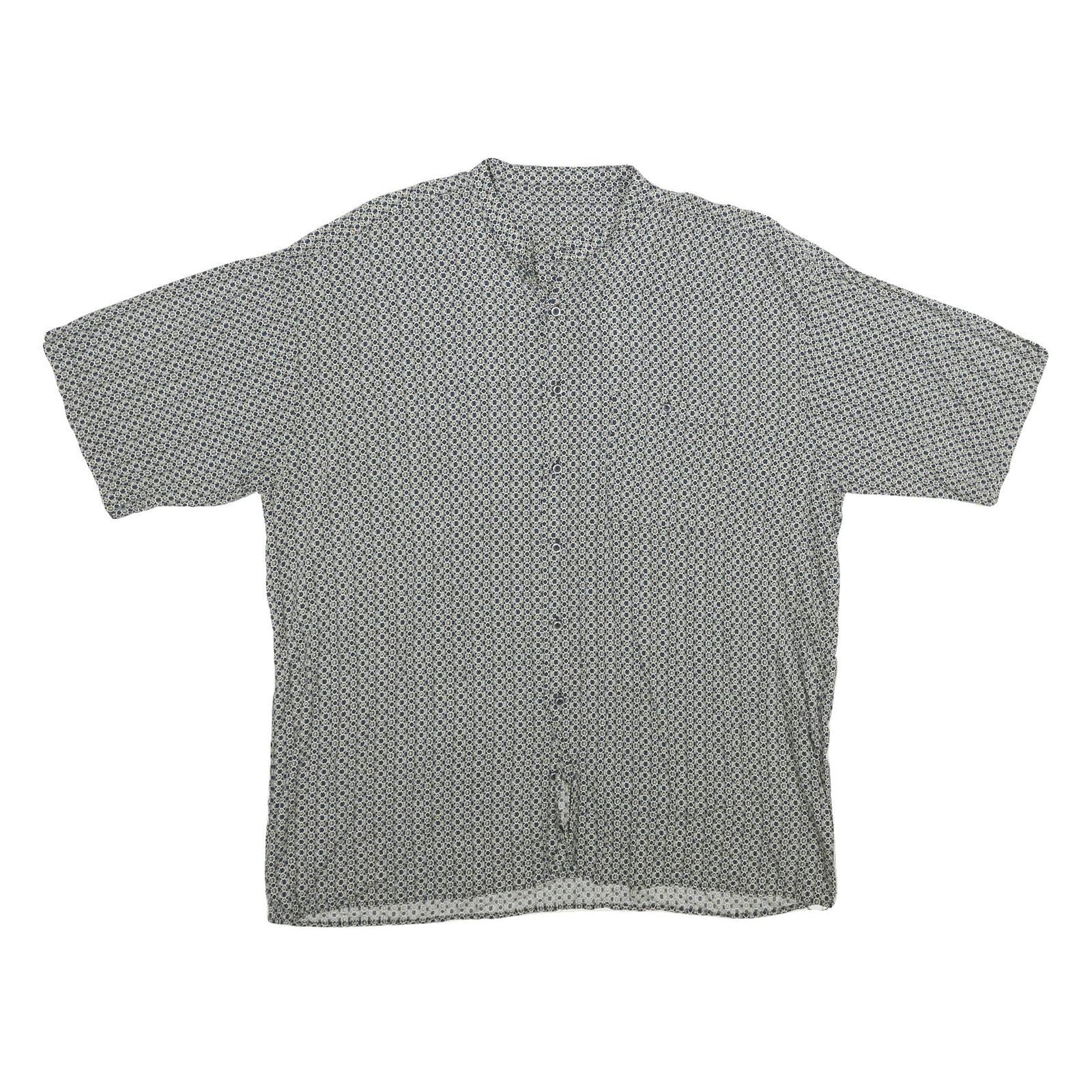 Mens Black & White Patterned Viscose Shirt 2XL Lightweight Button Up Summer Wear