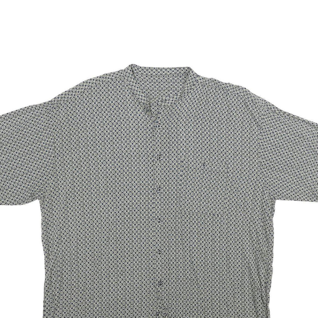 Mens Black & White Patterned Viscose Shirt 2XL Lightweight Button Up Summer Wear