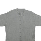 Mens Black & White Patterned Viscose Shirt 2XL Lightweight Button Up Summer Wear