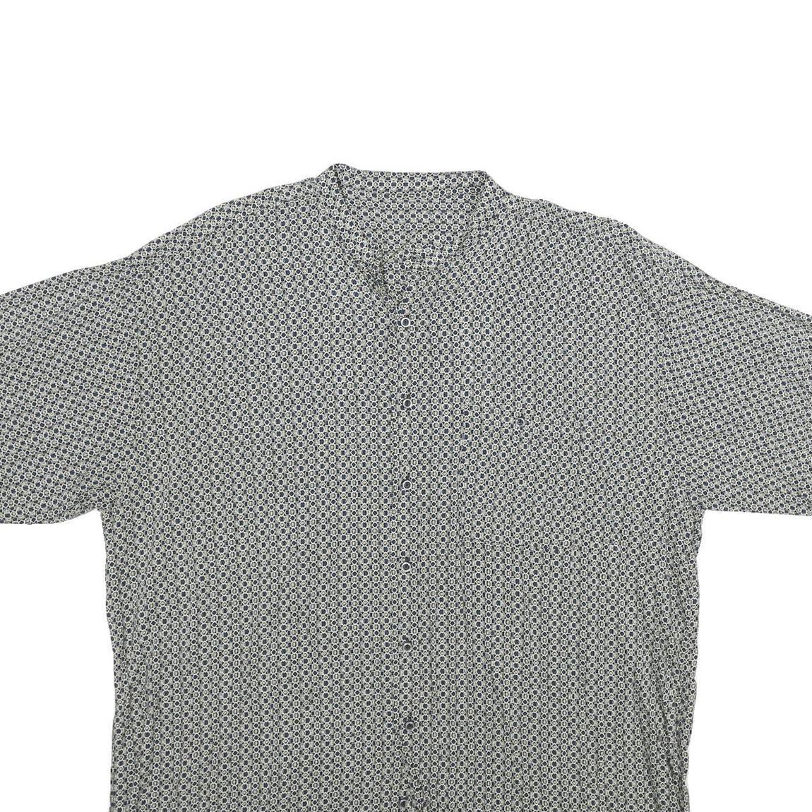 Mens Black & White Patterned Viscose Shirt 2XL Lightweight Button Up Summer Wear
