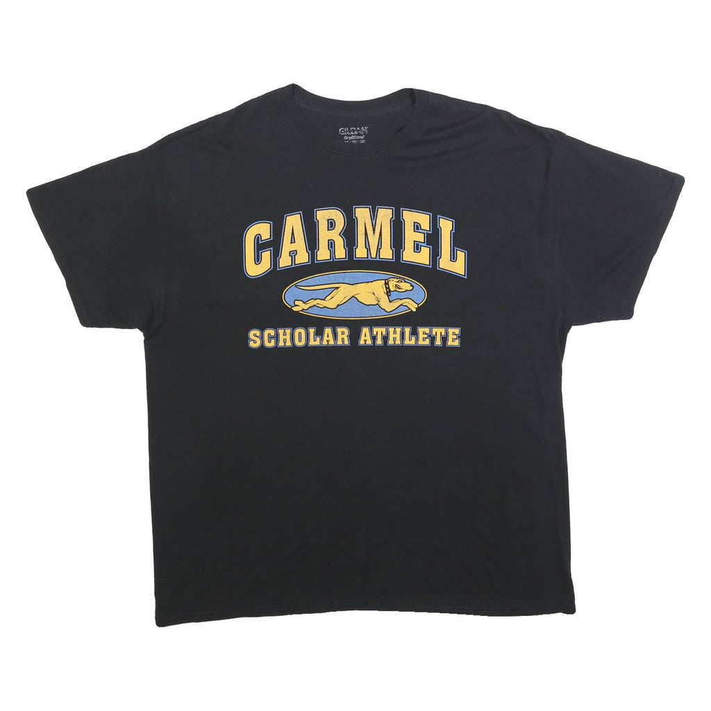 GILDAN Mens Black Carmel Scholar Athlete Graphic T-Shirt L Short Sleeve Crew